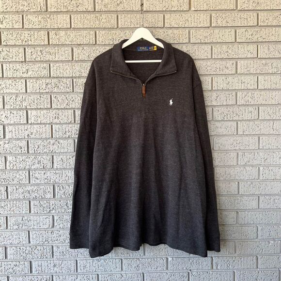 Mens Polo Ralph Lauren Quarter Zip Pullover Sweatshirt Size XXL Gray - Picture 1 of 6